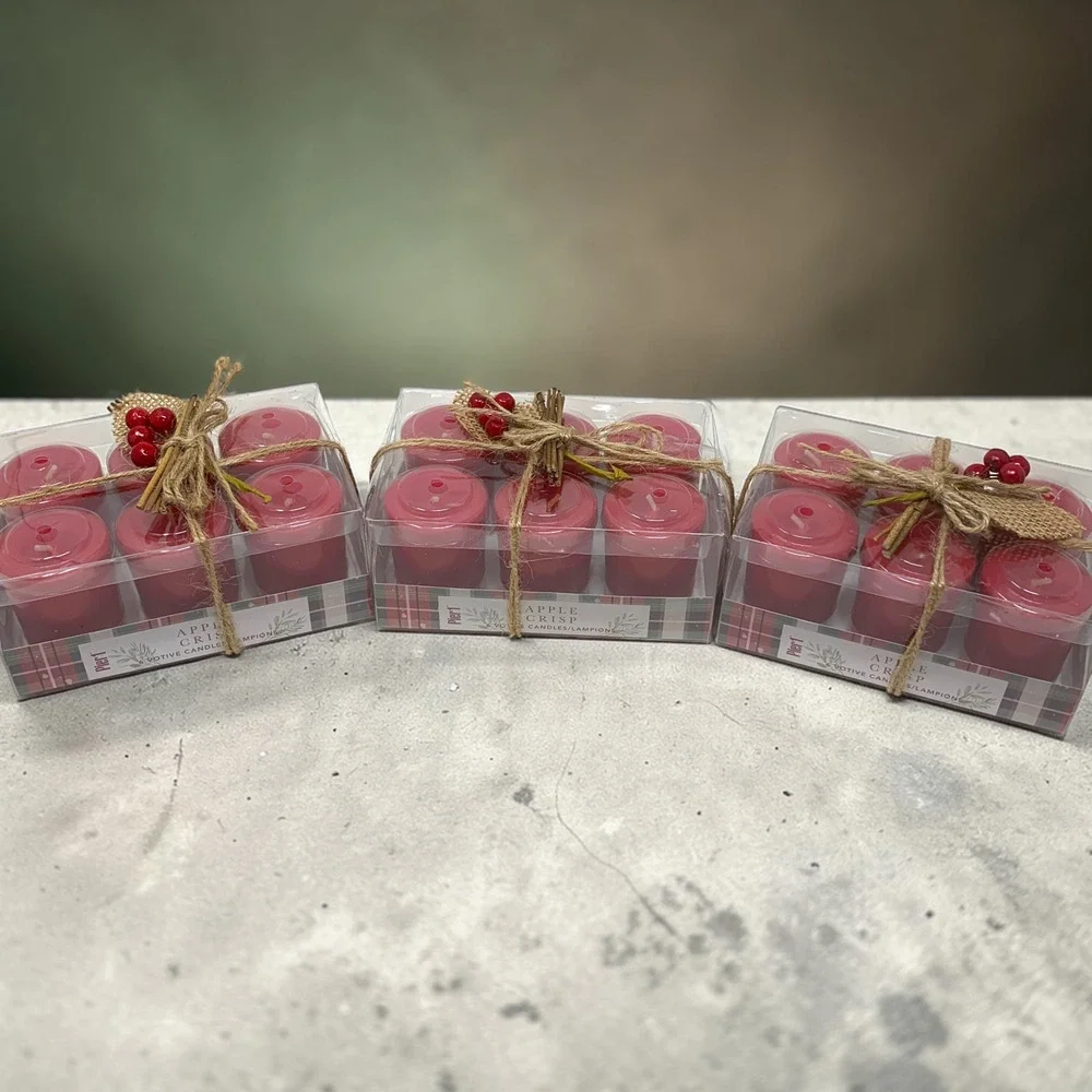 Lot 18 x Original Vintage Pier 1 Imports Apple Crisp Votive Candles New Boxed